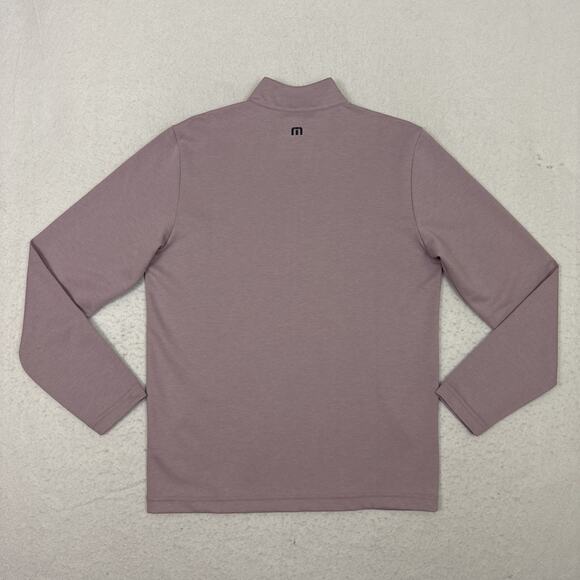 Travis Mathew Mens S Swell Season 1/4 Zip Golf Pullover Heather Mauve ECO NWT - Picture 4 of 11